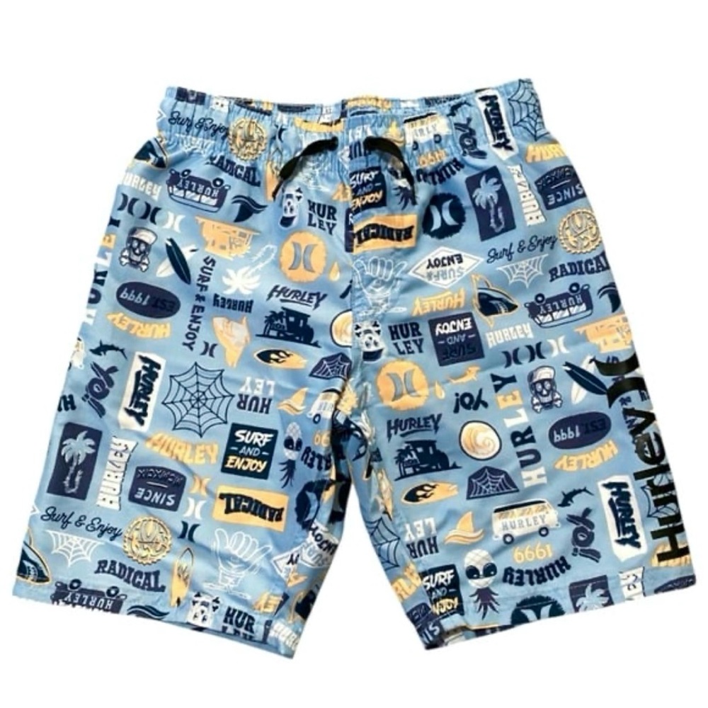 Hurley Boys Swim Trunks Elastic Waist Size Small Blue Surf Beach Kids